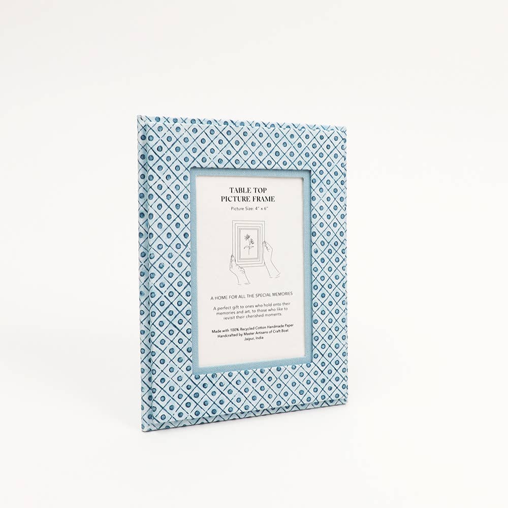 Indigo Dot and Grid Picture Frame