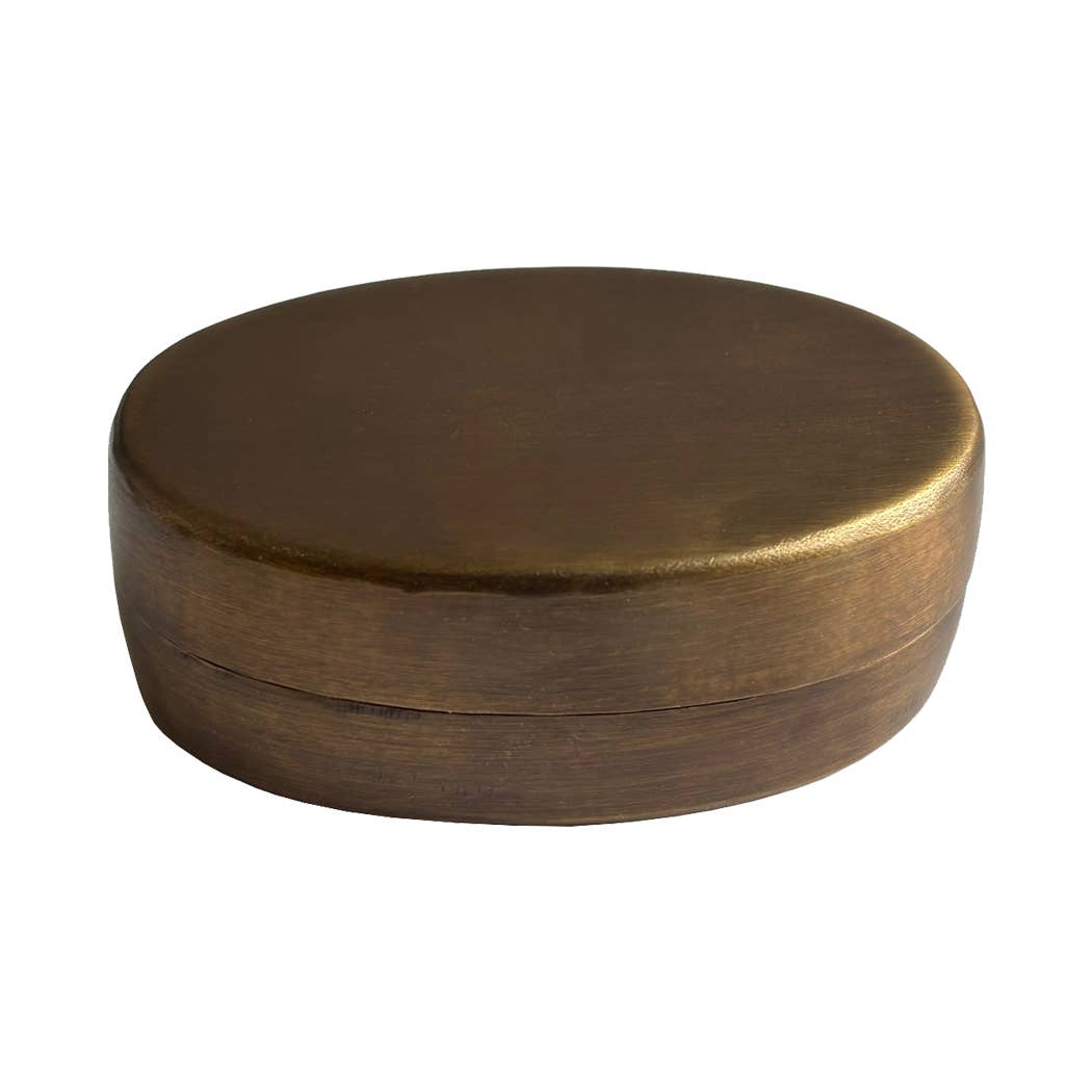 Oval Antiqued Brass Decorative Box