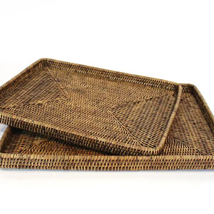 Antique Brown Shallow Rectangular Tray