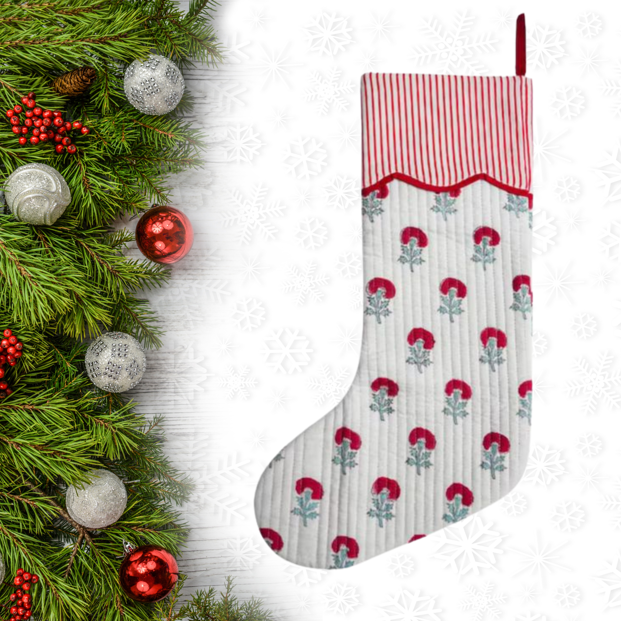 Ginny Handblock Print Quilted Stocking