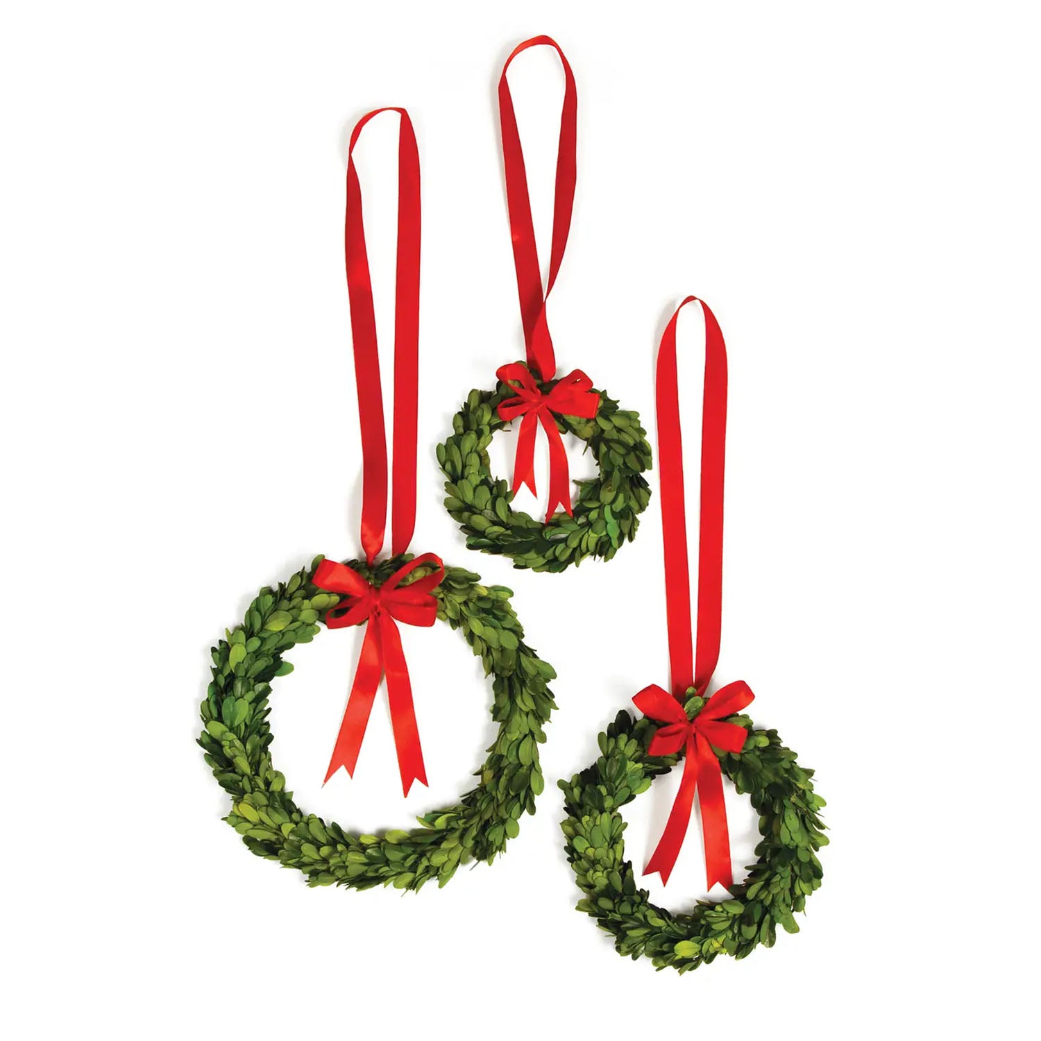 Red Ribbon Boxwood Wreath