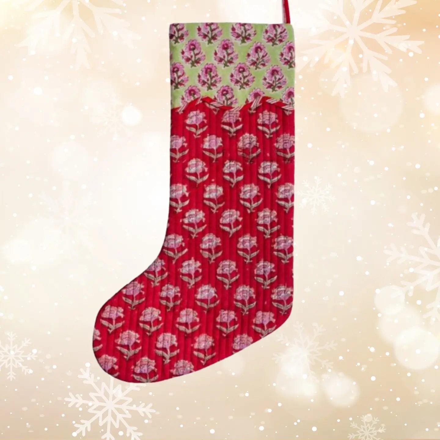 Ginny Handblock Print Quilted Stocking