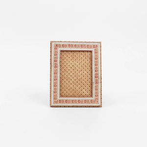 Floral Stripe Ochre Block Printed Picture Frame