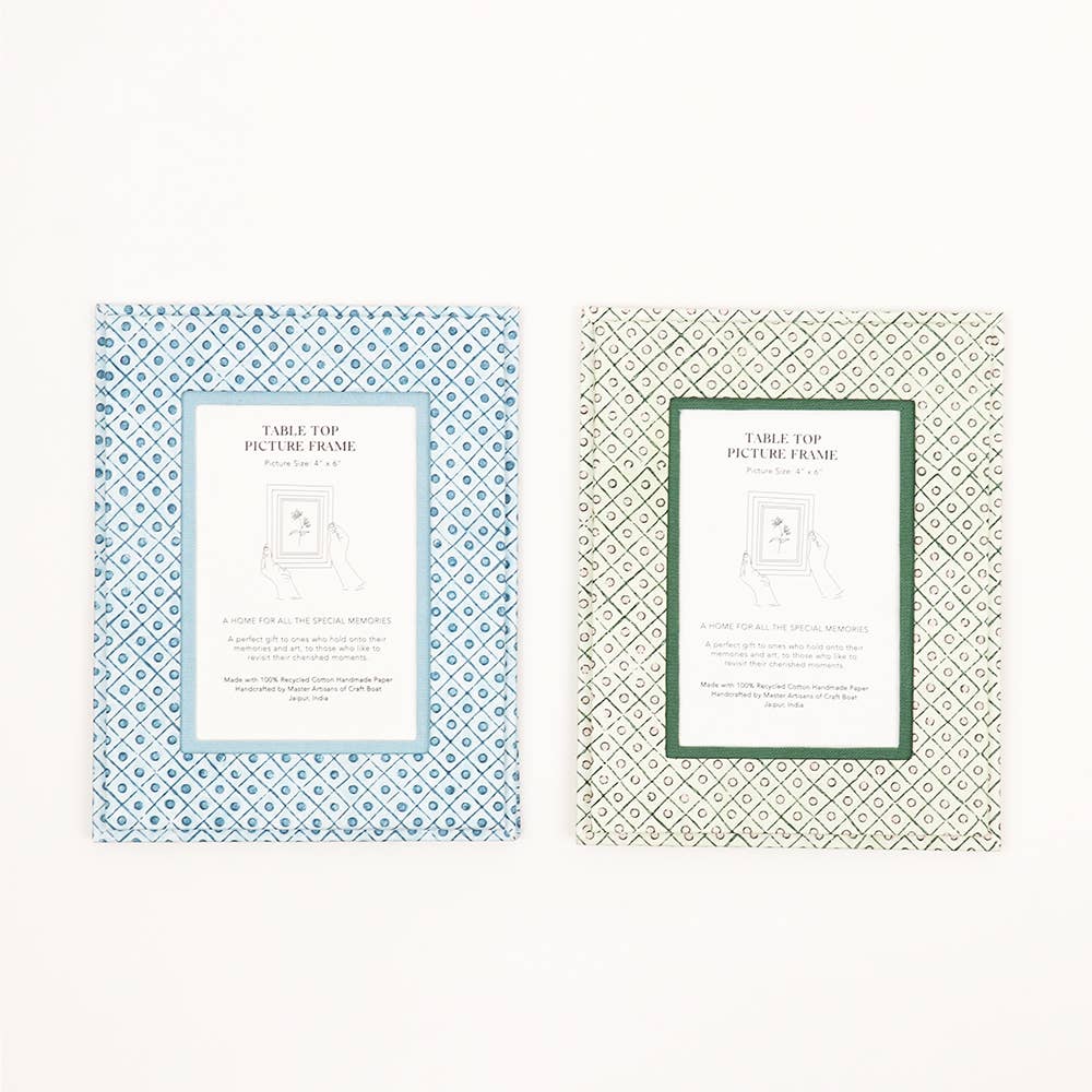 Indigo Dot and Grid Picture Frame