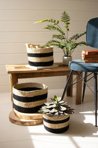 Black and Natural Seagrass Baskets