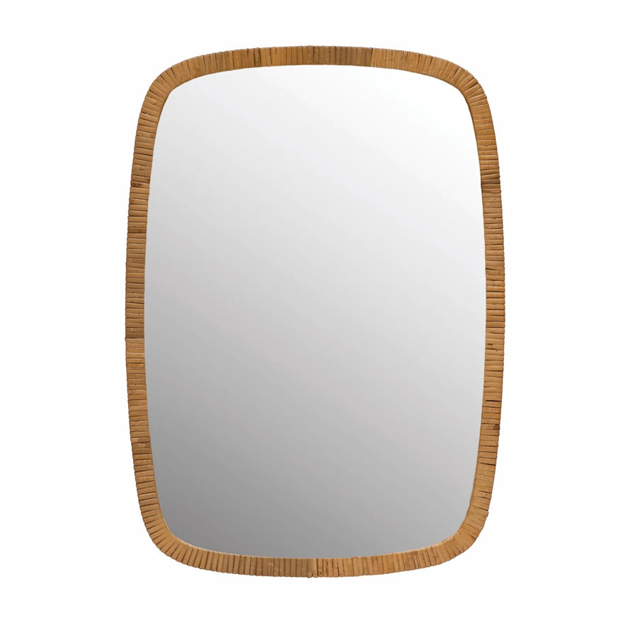 Rattan Wrapped Wall Mirror